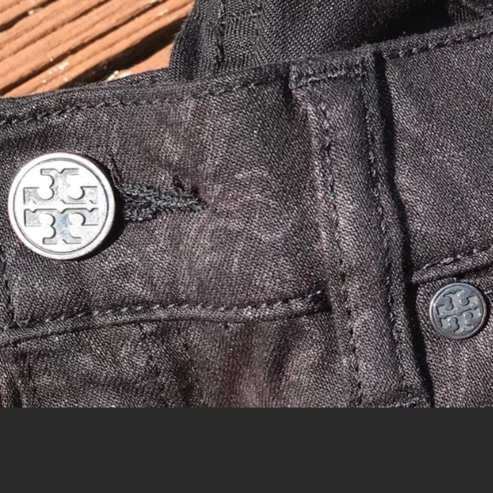Tory Burch Honour Black Printed Skinny Jeans 24 - Picture 4 of 7